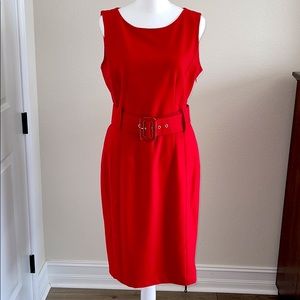 CALVIN KLEIN red dress with belt 4